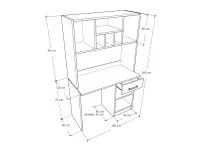 Virág tanulósor íróasztal + felső méretrajz